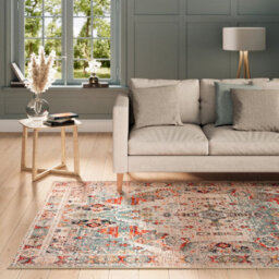 Loomed Beige Grey Distressed Vintage Washable Long Runner Rug 80Cm X 300Cm - thumbnail 3