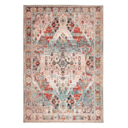 Loomed Beige Grey Distressed Vintage Washable Long Runner Rug 80Cm X 300Cm - thumbnail 2