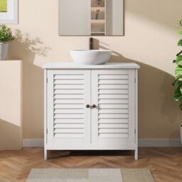 Darphe White Under Sink Bathroom Cabinet 2 Shutter Door