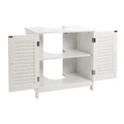 Darphe White Under Sink Bathroom Cabinet 2 Shutter Door - thumbnail 4