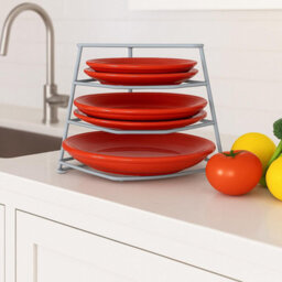 4 Tier Corner Plate Rack For Kitchen Cupboard Heavy Duty Space Saving Dish Rack Shelf Compact Storage Organiser Grey - thumbnail 6