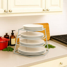 4 Tier Corner Plate Rack For Kitchen Cupboard Heavy Duty Space Saving Dish Rack Shelf Compact Storage Organiser Grey - thumbnail 5