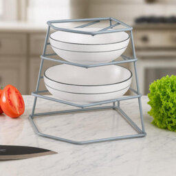 4 Tier Corner Plate Rack For Kitchen Cupboard Heavy Duty Space Saving Dish Rack Shelf Compact Storage Organiser Grey - thumbnail 4