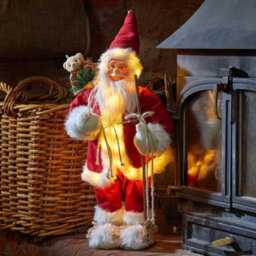 Christmas Red Jumbo Santa Claus - Deluxe In-Lit Battery Operated Soft Plush Standing Santa Figure Led