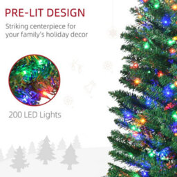 Homcom 7.5Ft Pencil Christmas Tree With Colourful Lights, Steel Base - thumbnail 6