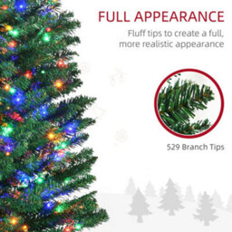 Homcom 7.5Ft Pencil Christmas Tree With Colourful Lights, Steel Base - thumbnail 5