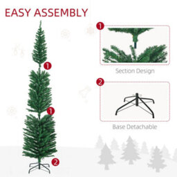 Homcom 7.5Ft Pencil Christmas Tree With Colourful Lights, Steel Base - thumbnail 8