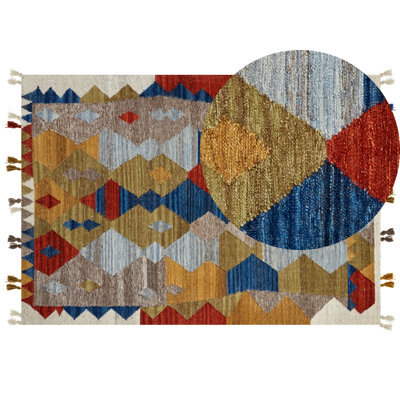 Beliani Rug Arzakan Multicolour 160 X 230 Cm Wool Kilim - image 1