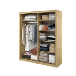 Arte Lux Iii Modern Sliding Door Mirrored Wardrobe (H2150mm W1810mm D600mm) - Oak Artisan - thumbnail 4