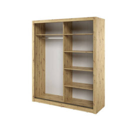 Arte Lux Iii Modern Sliding Door Mirrored Wardrobe (H2150mm W1810mm D600mm) - Oak Artisan - thumbnail 3