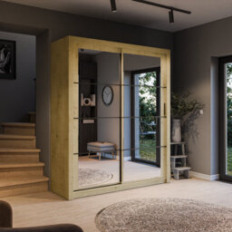 Arte Lux Iii Modern Sliding Door Mirrored Wardrobe (H2150mm W1810mm D600mm) - Oak Artisan - thumbnail 1