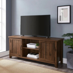 "Homeology Ranch Walnut Dual Compartment Storage 6-Shelf Up To 65"" Flat Screen Tv Cabinet"