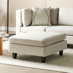 Wyld And Coco Element Ottoman Footstool Light Beige, Polyester Upholstered Square Modular (W76 X D76 X H39Cm) - thumbnail 2