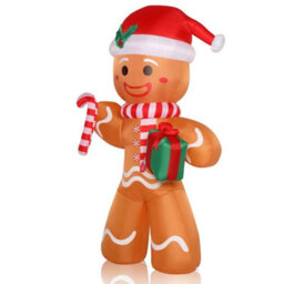 8Ft 15W 5 Led Lights Gingerbread Man Holding Gift Garden Christmas Party Decor - thumbnail 1