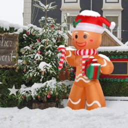 8Ft 15W 5 Led Lights Gingerbread Man Holding Gift Garden Christmas Party Decor - thumbnail 5