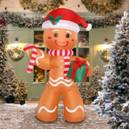 8Ft 15W 5 Led Lights Gingerbread Man Holding Gift Garden Christmas Party Decor - thumbnail 6