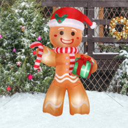 8Ft 15W 5 Led Lights Gingerbread Man Holding Gift Garden Christmas Party Decor - thumbnail 3