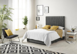 "Somnior Beds Platinum Divan Bed Set With Mattress & 30"" Headboard - Tweed Fabric, Charcoal, 4Ft Small Double" - thumbnail 2