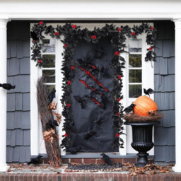 Pack Of 2 Black Halloween Garland - 5.9Ft Artificial Hanging Leaf & Rose Vine For Indoor Outdoor Wall & Party Fall Decor - thumbnail 9