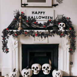 Pack Of 2 Black Halloween Garland - 5.9Ft Artificial Hanging Leaf & Rose Vine For Indoor Outdoor Wall & Party Fall Decor - thumbnail 6