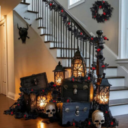 Pack Of 2 Black Halloween Garland - 5.9Ft Artificial Hanging Leaf & Rose Vine For Indoor Outdoor Wall & Party Fall Decor - thumbnail 7