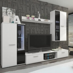 Salsa Modern White Wall Unit Contemporary Living Room Storage And Display Furniture Set With Led Lights - thumbnail 2