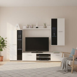 Salsa Modern White Wall Unit Contemporary Living Room Storage And Display Furniture Set With Led Lights - thumbnail 1