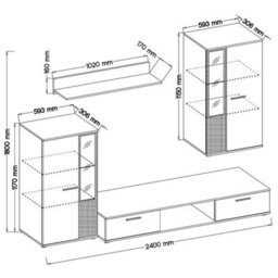 Salsa Modern White Wall Unit Contemporary Living Room Storage And Display Furniture Set With Led Lights - thumbnail 3