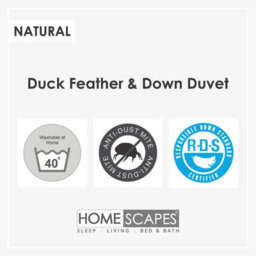Homescapes 10.5 Tog Duvet Duck Feather And Down Single Duvet/quilt For Autumn Anti Allergy Washable, Rds & Oeko-Tex Certified - thumbnail 5