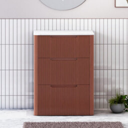 Royal Bathrooms Avenza 600mm Terracotta Clay Floor Standing Vanity Unit 3 Drawer With Carrara White Undrilled Worktop & No Basin - thumbnail 1