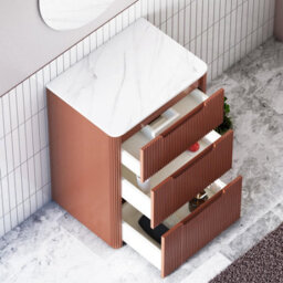 Royal Bathrooms Avenza 600mm Terracotta Clay Floor Standing Vanity Unit 3 Drawer With Carrara White Undrilled Worktop & No Basin - thumbnail 6