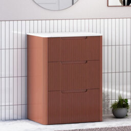 Royal Bathrooms Avenza 600mm Terracotta Clay Floor Standing Vanity Unit 3 Drawer With Carrara White Undrilled Worktop & No Basin - thumbnail 4