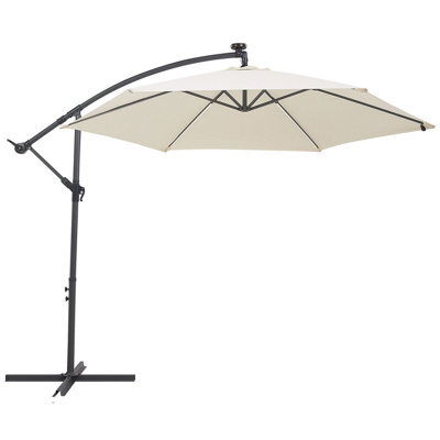 Wyld And Coco Cantilever Garden Parasol 285Cm Hexagonal Beige Polyester With Solar Led, Aluminium Crank - image 1