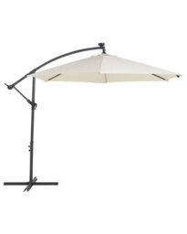 Wyld And Coco Cantilever Garden Parasol 285Cm Hexagonal Beige Polyester With Solar Led, Aluminium Crank - thumbnail 3