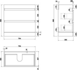 Aveli 800mm Bathroom Vanity Unit Countertop Rectangular Basin Sink Floor Standing Grey - thumbnail 6