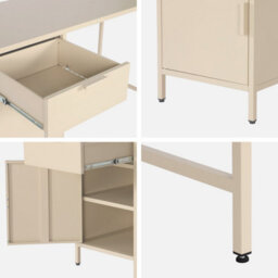 Sweeek - Children's Desk In Laminated Steel With 1 Drawer Beige L 120 X D 50 X H 75 Cm - thumbnail 5