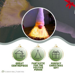 Led Christmas Gonk Nordic Santa Decoration - White - thumbnail 3