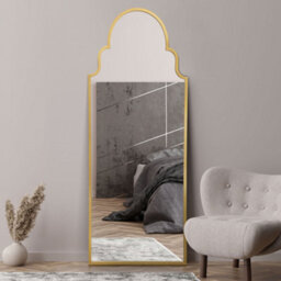 "Mirroroutlet Crown Arcus - Full Length Gold Framed Arched Leaner / Wall Mirror 71"" X 28 (180Cm X 70Cm)"