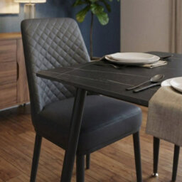 Home Luxe Interiors Oxford Black Ceramic Dining Table And 4 Black Upholstered Chairs Set - thumbnail 7