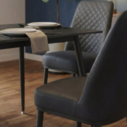 Home Luxe Interiors Oxford Black Ceramic Dining Table And 4 Black Upholstered Chairs Set - thumbnail 6