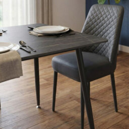 Home Luxe Interiors Oxford Black Ceramic Dining Table And 4 Black Upholstered Chairs Set - thumbnail 5