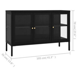 Vidaxl Sideboard Black 105X35X70 Cm Steel And Glass - thumbnail 3