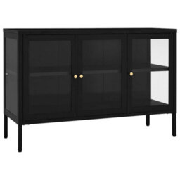 Vidaxl Sideboard Black 105X35X70 Cm Steel And Glass