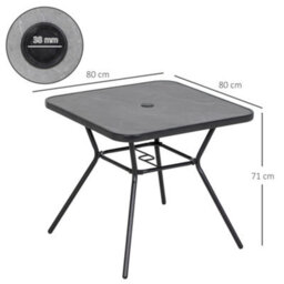 Outsunny Faux-Marbled Patio Table With Umbrella Hole Steel Frame For Balcony - thumbnail 3