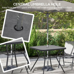 Outsunny Faux-Marbled Patio Table With Umbrella Hole Steel Frame For Balcony - thumbnail 5