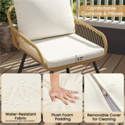 Yaheetech Tan/cream 3-Pieces Outdoor Patio Bistro Set With Cushions & Pillows - thumbnail 6