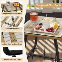 Yaheetech Tan/cream 3-Pieces Outdoor Patio Bistro Set With Cushions & Pillows - thumbnail 4