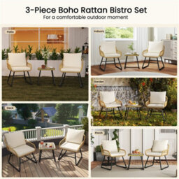 Yaheetech Tan/cream 3-Pieces Outdoor Patio Bistro Set With Cushions & Pillows - thumbnail 7