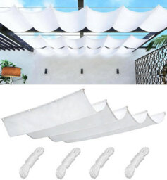 White 100X500 Shade Sail Retractable With Eyelets - thumbnail 1