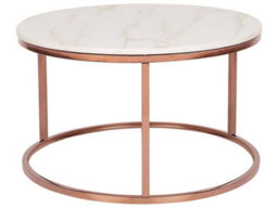 Beliani Round Coffee Table Beige Marble-Effect Mdf Top Copper Legs Dia 70Cm - thumbnail 1